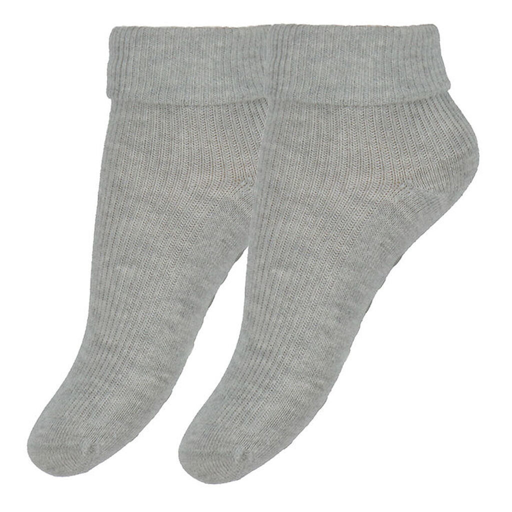 Minymo Strømper - Rib - 2-pak - Skridsikker - Light Grey Melange