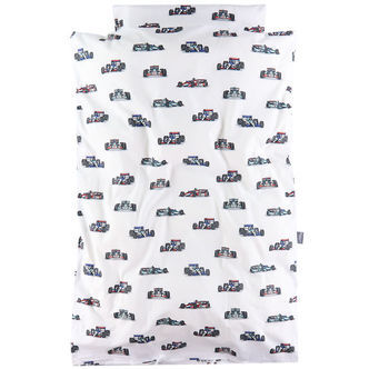 Nørgaard Madsens Sengetøj - Baby - Hvid m. Racerbiler