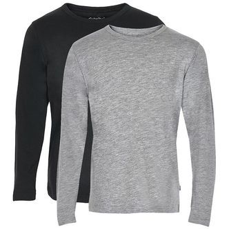 Minymo Bluse - 2-pak - Sort/Gråmeleret