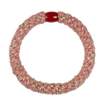 Kknekki Hårelastik - Mørk Pink/Guld Velour m. Glimmer