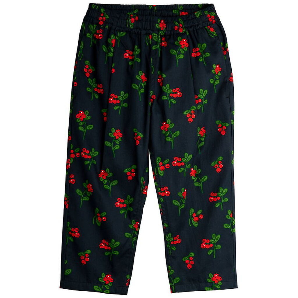 Mini Rodini Bukser - Sort m. Tyttebær