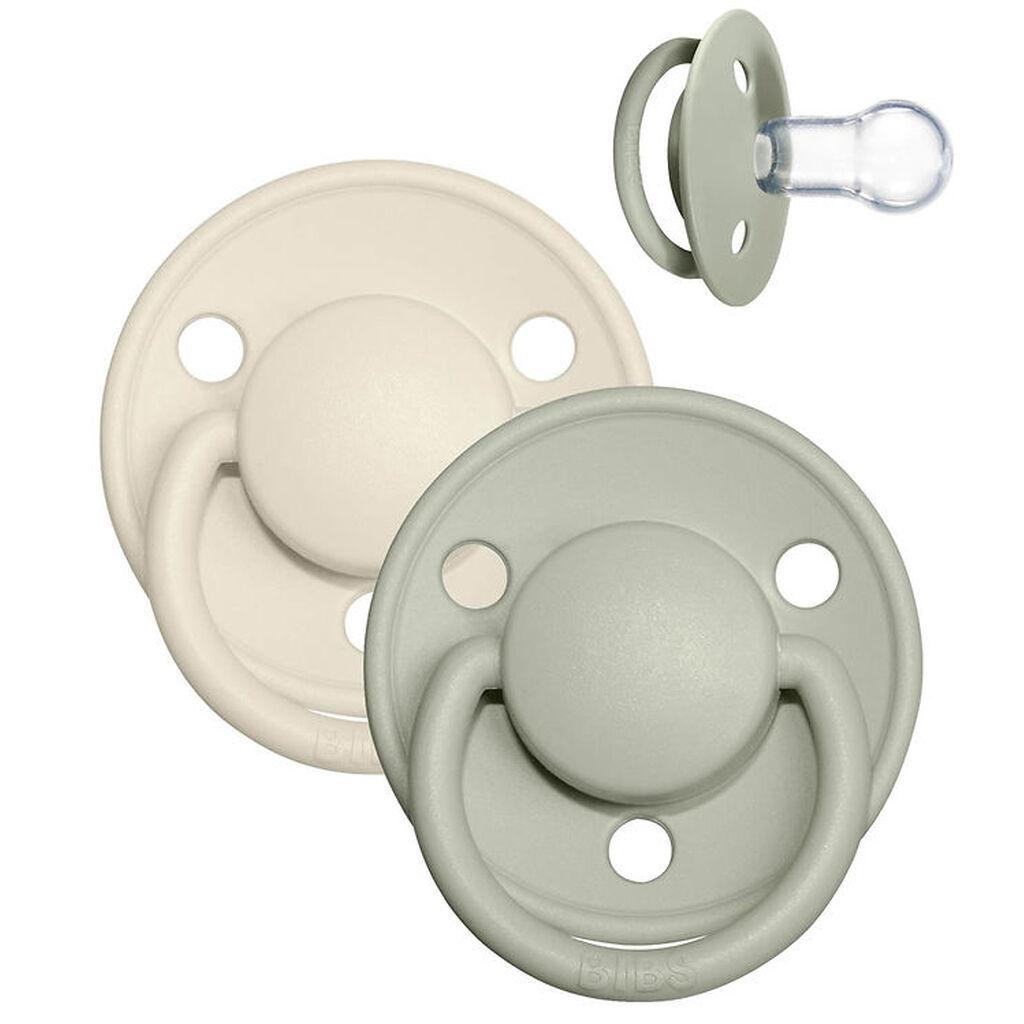 BIBS De Lux Sutter - Onesize - 2-pak - Rund- Ivory/Sage