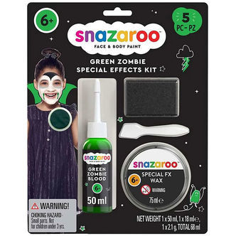 Snazaroo Sminkefarvesæt - Zombie Grøn - 5 Dele
