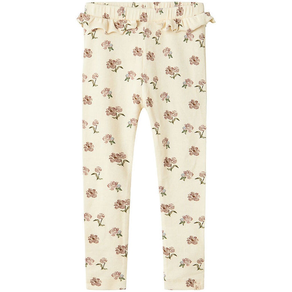 Lil' Atelier Leggings - Rib - NmfGavo - Turtledove/PEONY