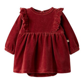 Lil' Atelier Kjolebody l/æ - Velour - NbfSaga - Red Dahlia