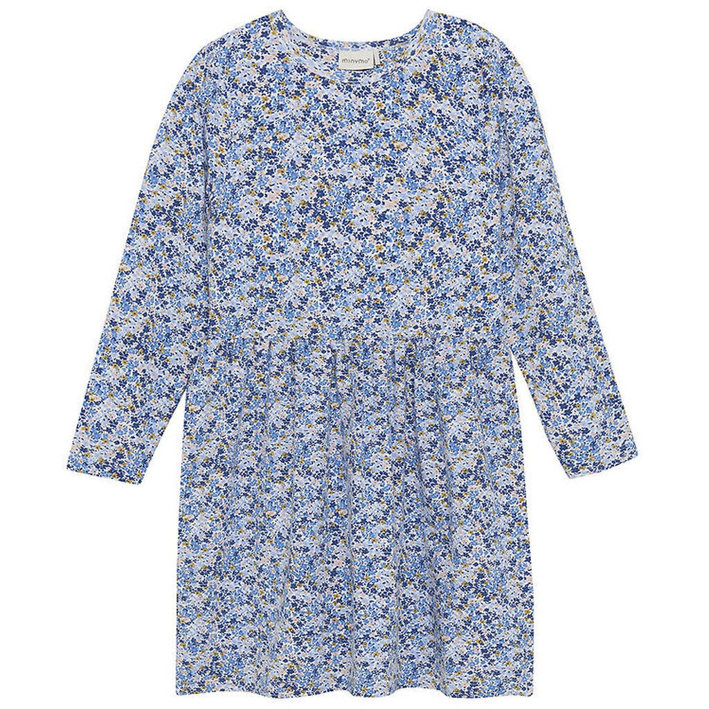 Minymo Kjole - True Blue m. Blomsterprint