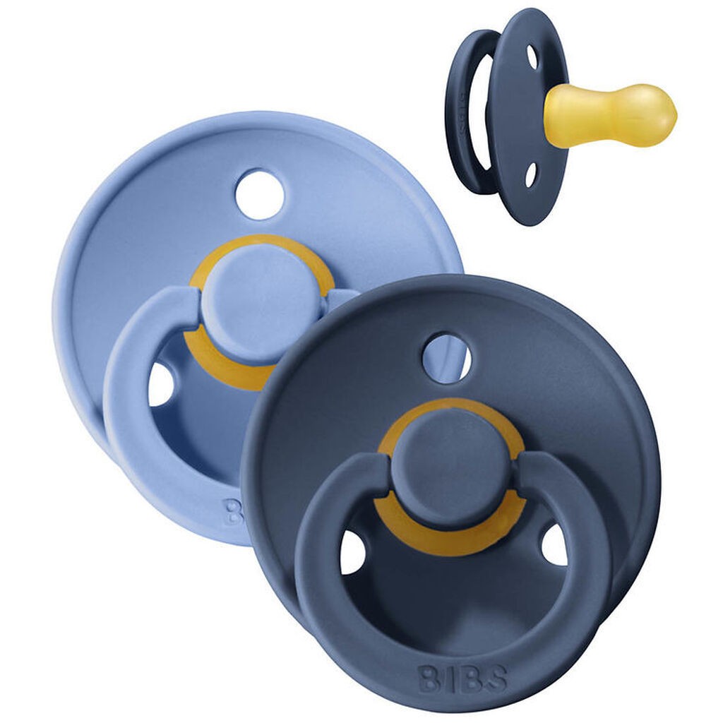 BIBS Colour Sutter - Str. 2 - 2-pak - Rund - Sky Blue/Steel Blue