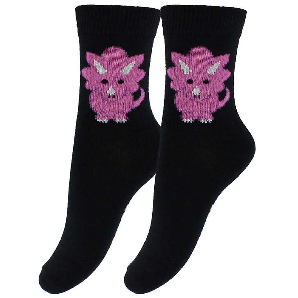 Fuzzies Strømper - 2-Pak - Sort m. Dino