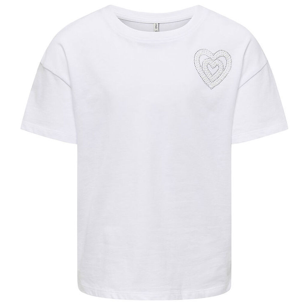 Kids Only T-shirt - KogAntonia - Bright White/Rhinestone Bow