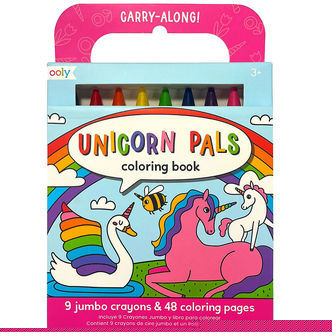 Ooly Farvekridt m. Malebog - Carry Along - Unicorn Pals