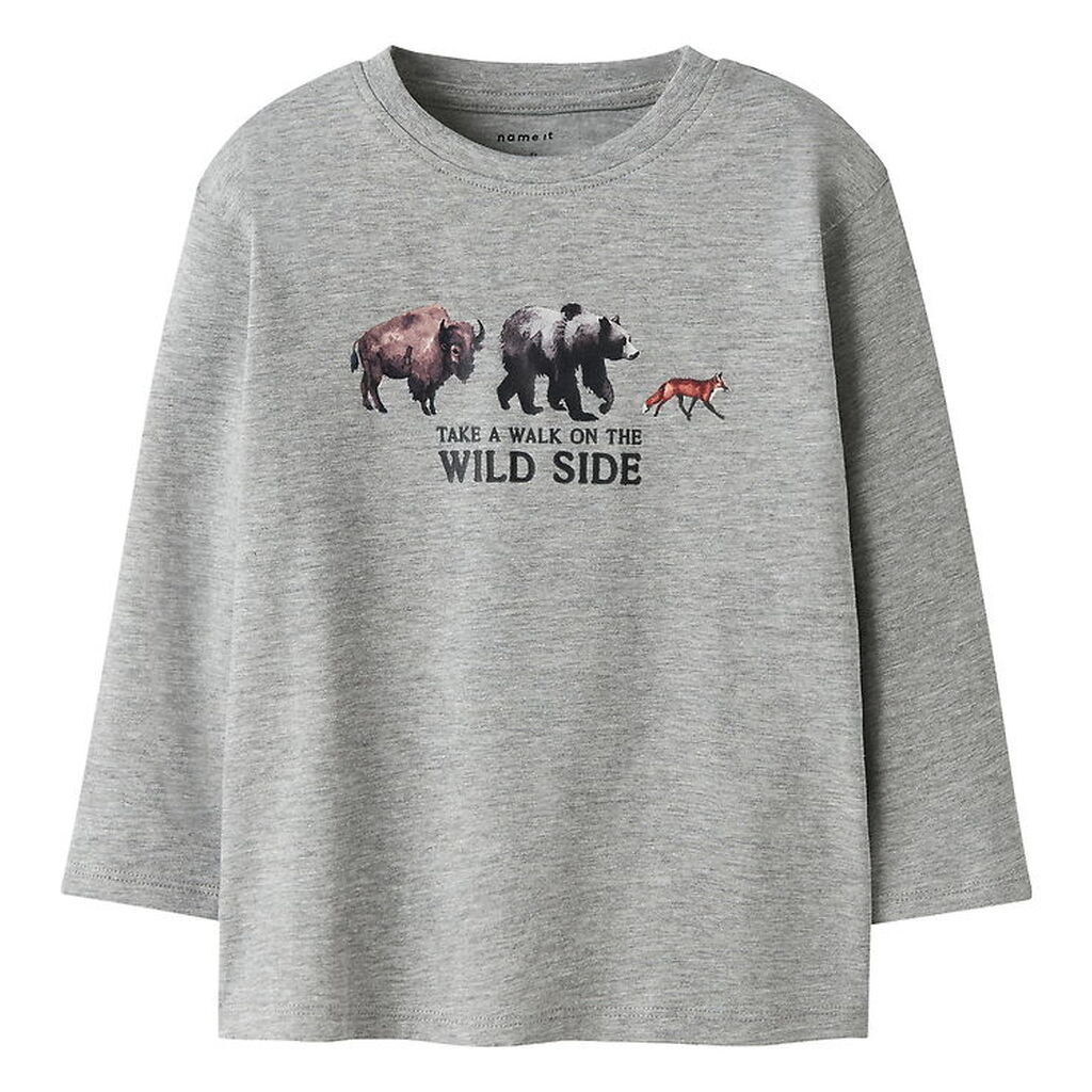 Name It Bluse - NmmOris - Gråmeleret m. Dyr