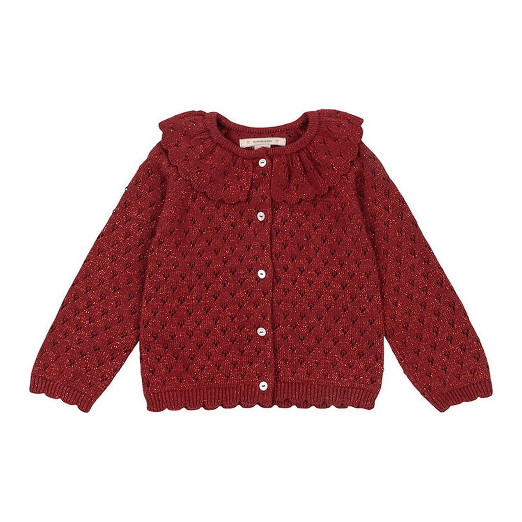 Konges Sløjd Cardigan - Strik - Red Dahlia m. Hulmønster