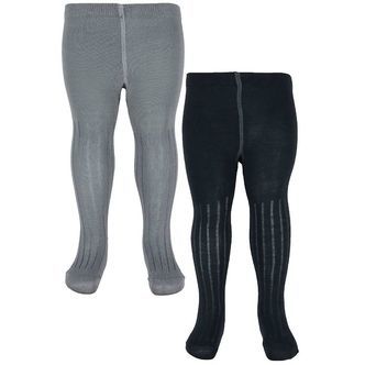 Minymo Strømpebukser - 2-Pak - Bambus - Rib - Sleet