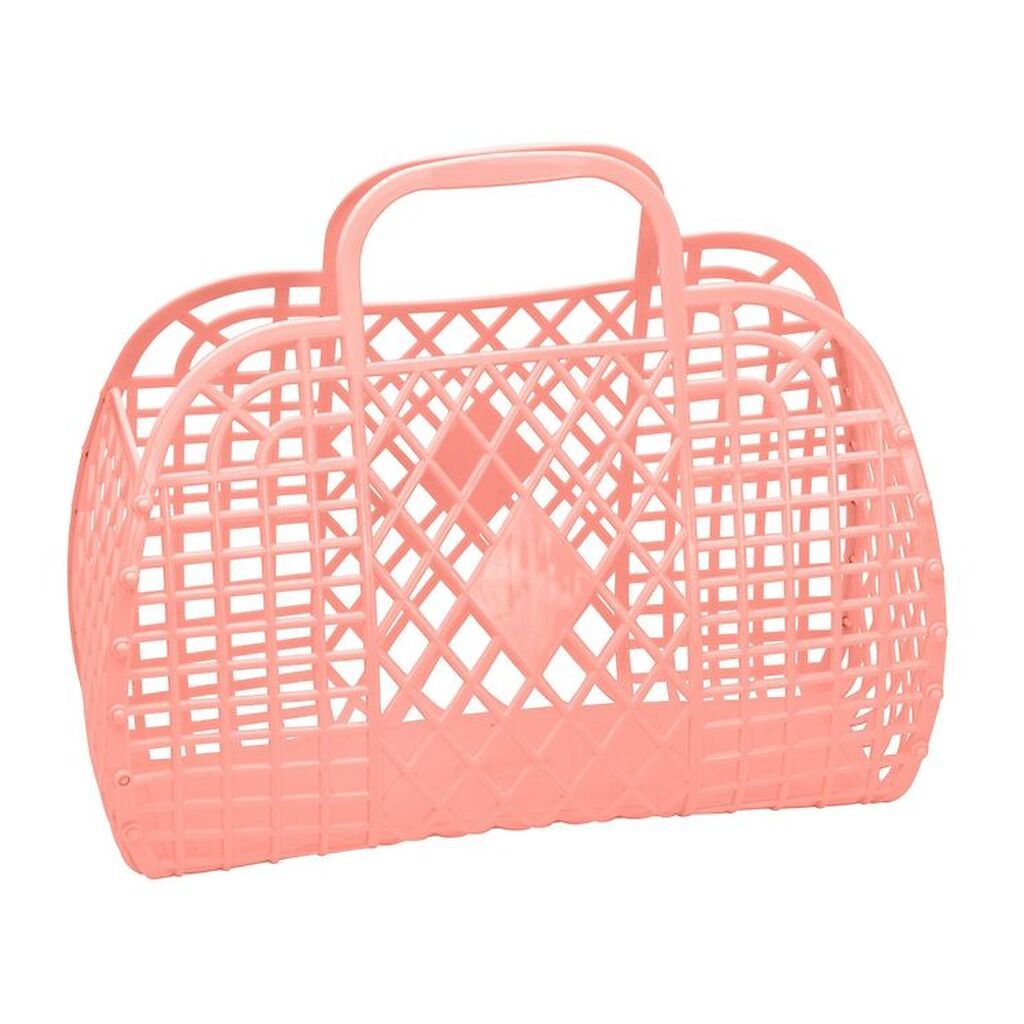 Sun Jellies Stor Foldekurv - Retro - 37x30x11 cm - Peach