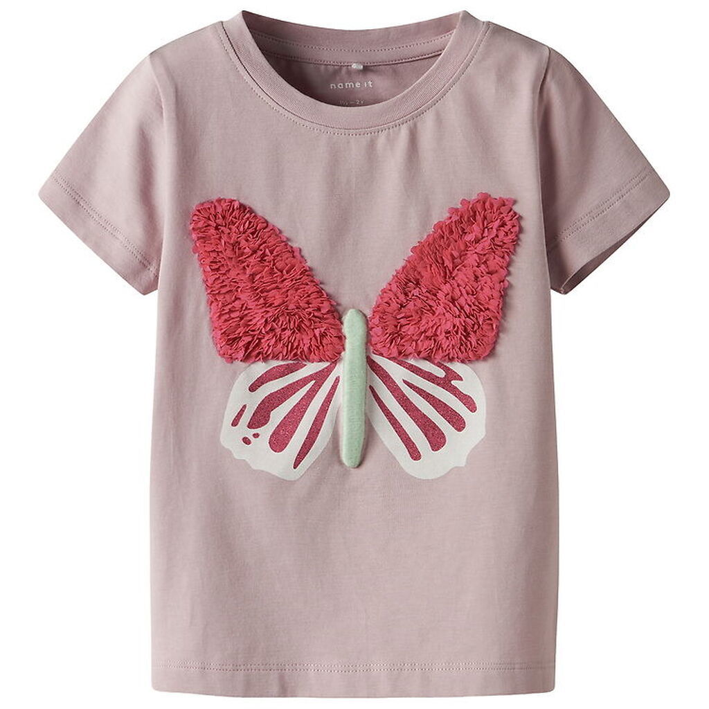 Name It T-shirt - NmfLofla - Burnished Lilac m. Sommerfugl