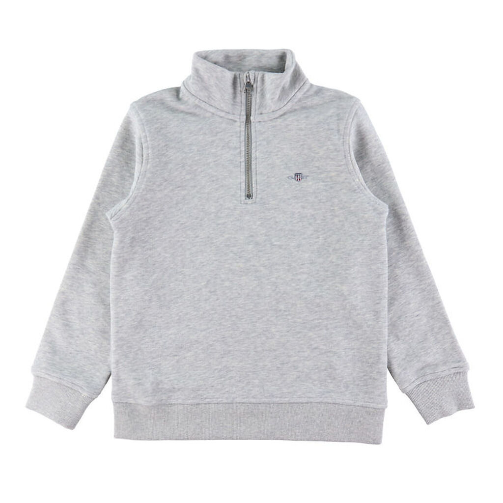 GANT Sweatshirt - Shield Half Zip - Light Grey Melange