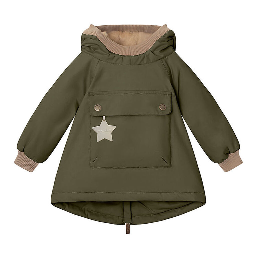 Mini A Ture Vinterjakke - Babywen Fleece - Olive Night