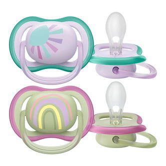 Philips Avent Sutter - 2-pak - Ultra Air - Grøn/Lilla m. Print