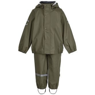 Mikk-Line Regntøj m. Seler - PU - Recycled - Dusty Olive