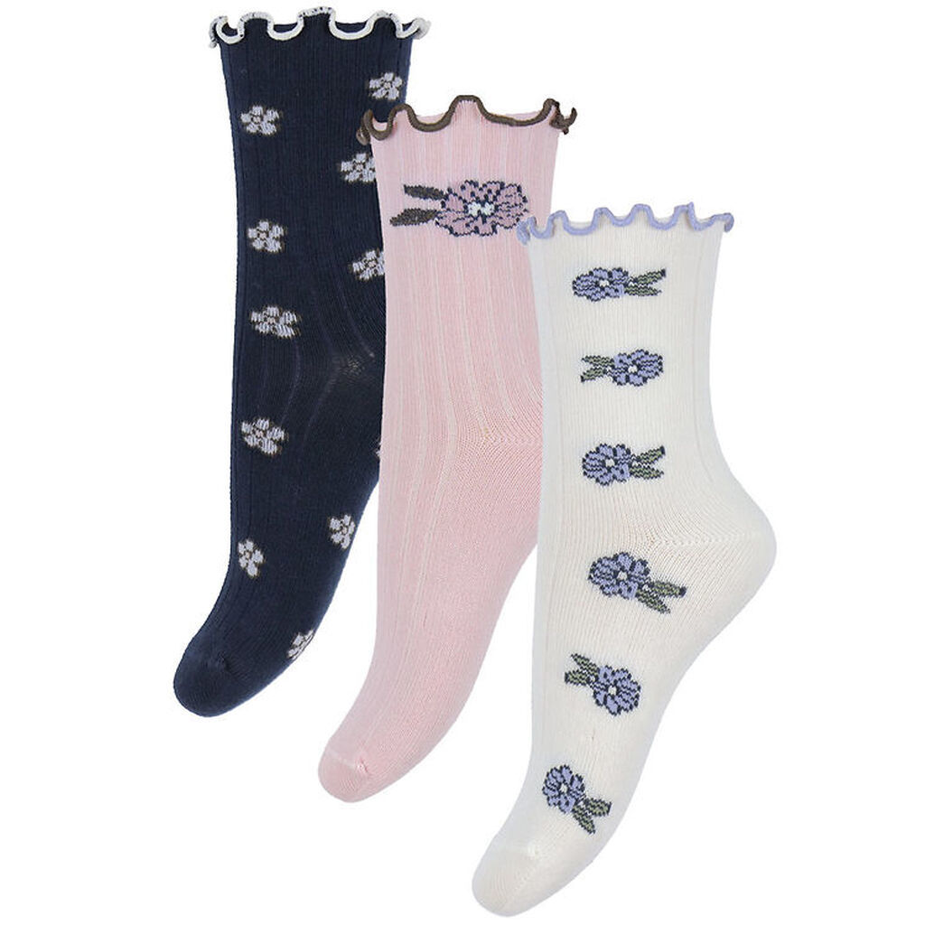 Name It Strømper - 3-pak - NmfOalia - Navy Blazer/Burnished Lila