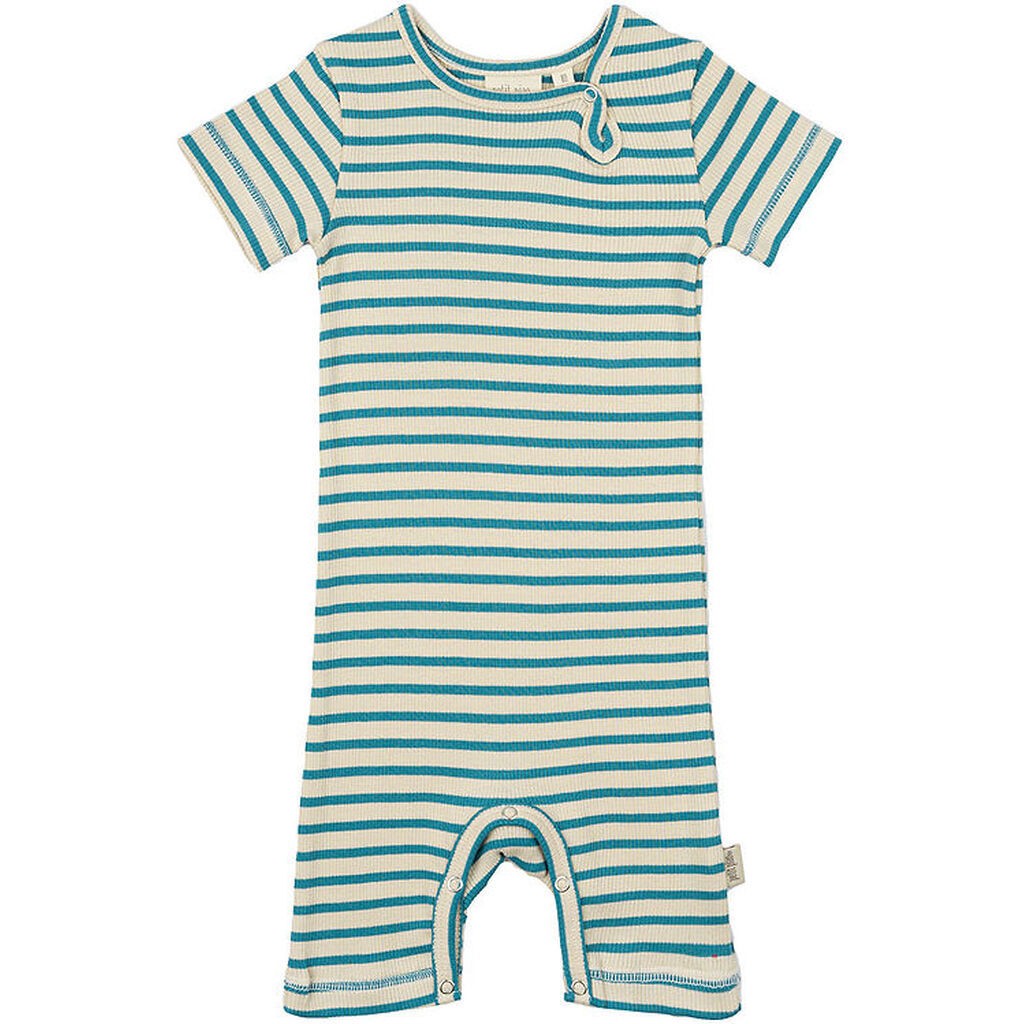 Petit Piao Sommerdragt - Rib - Modal - Turquise/Dark Off White