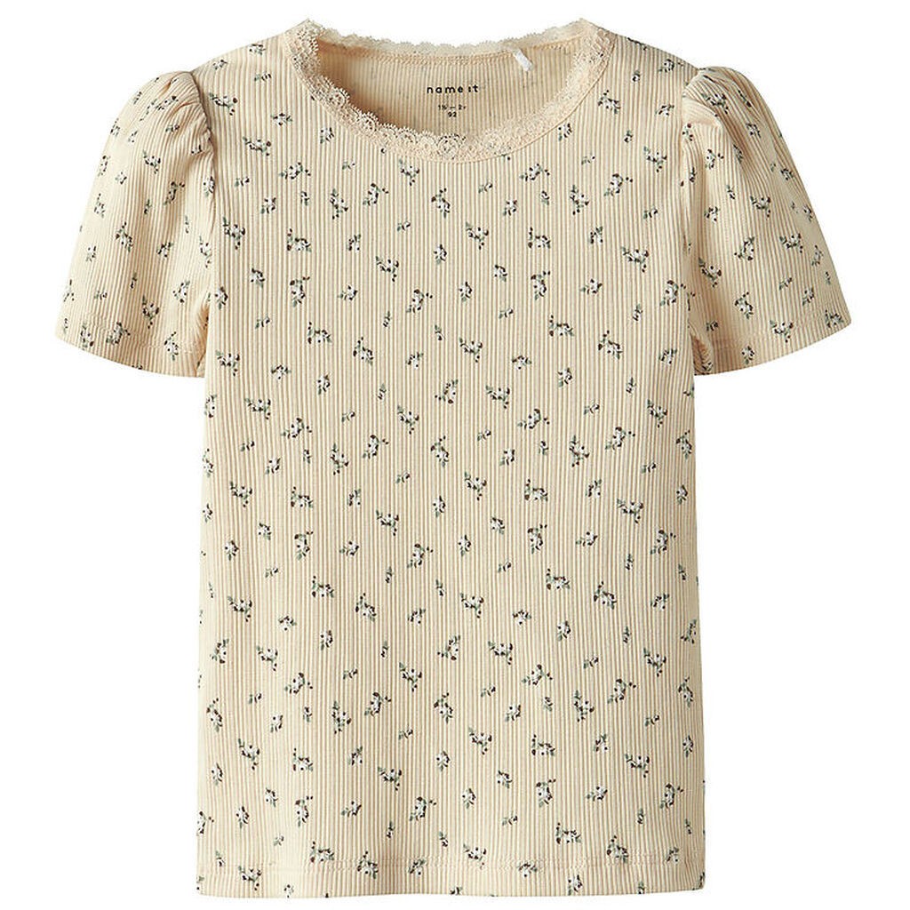 Name It T-shirt - Rib - NmfHoise - Sun Kiss m. Blomster