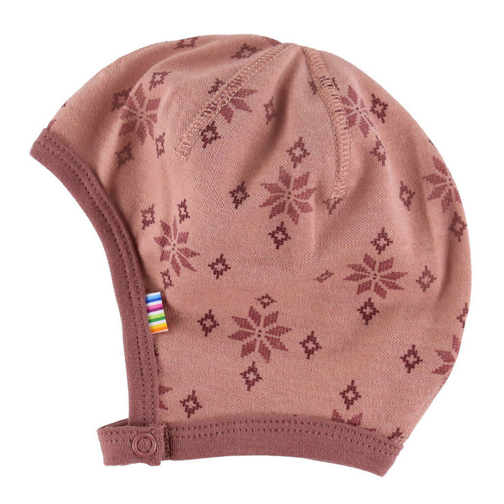 Joha Babyhjelm - Uld/Bomuld - Rose m. Snefnug