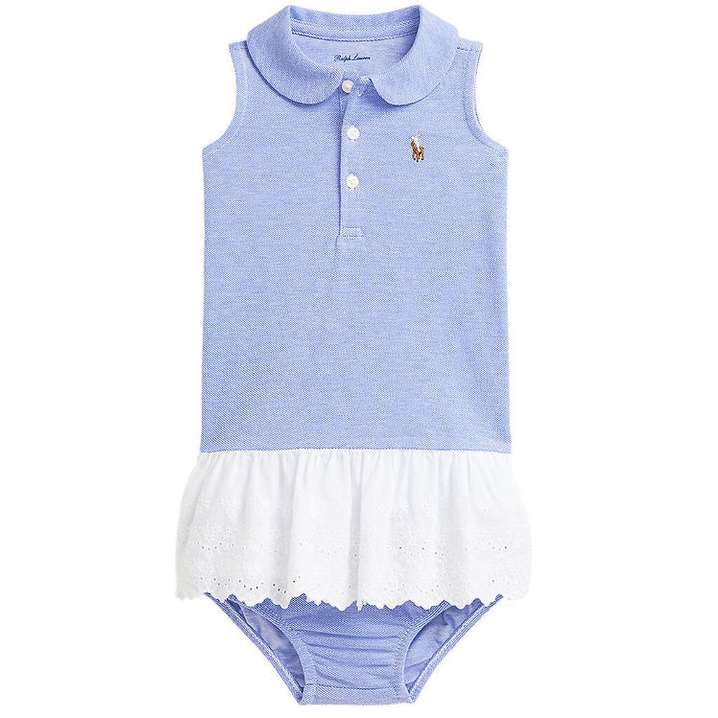 Polo Ralph Lauren Kjole m. Bloomers - Blå/Hvid