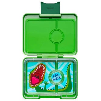 Yumbox Madkasse m. 3 Rum - Bento Snack - Jurassic Green/Dinosaur