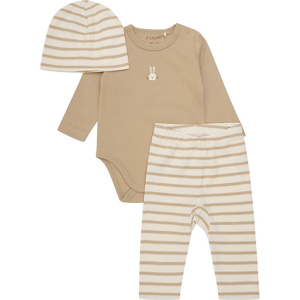 Fixoni Sæt - Leggings/Hue/Body l/æ - Sesame