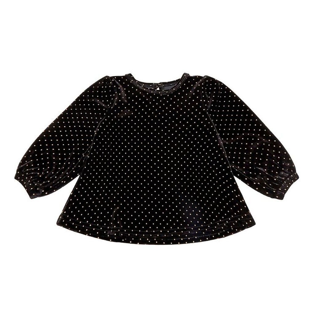 Petit by Sofie Schnoor Bluse - Velour - Adrianne - Sort m. Prikk