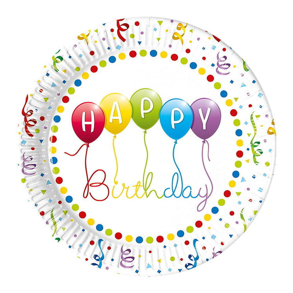 Decorata Party Paptallerkner - 8-pak - 23 cm - Happy Birthday St