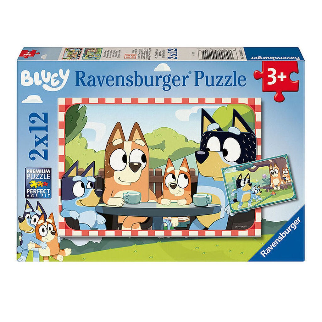 Ravensburger Puslespil - 2x12 Brikker - Bluey
