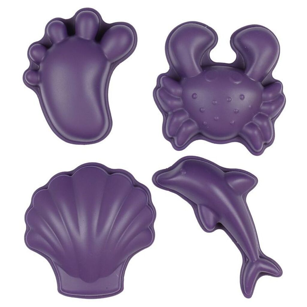 Scrunch Sandforme - 4 stk. - Silikone - 6,5-10,5 cm - Dark Purpl