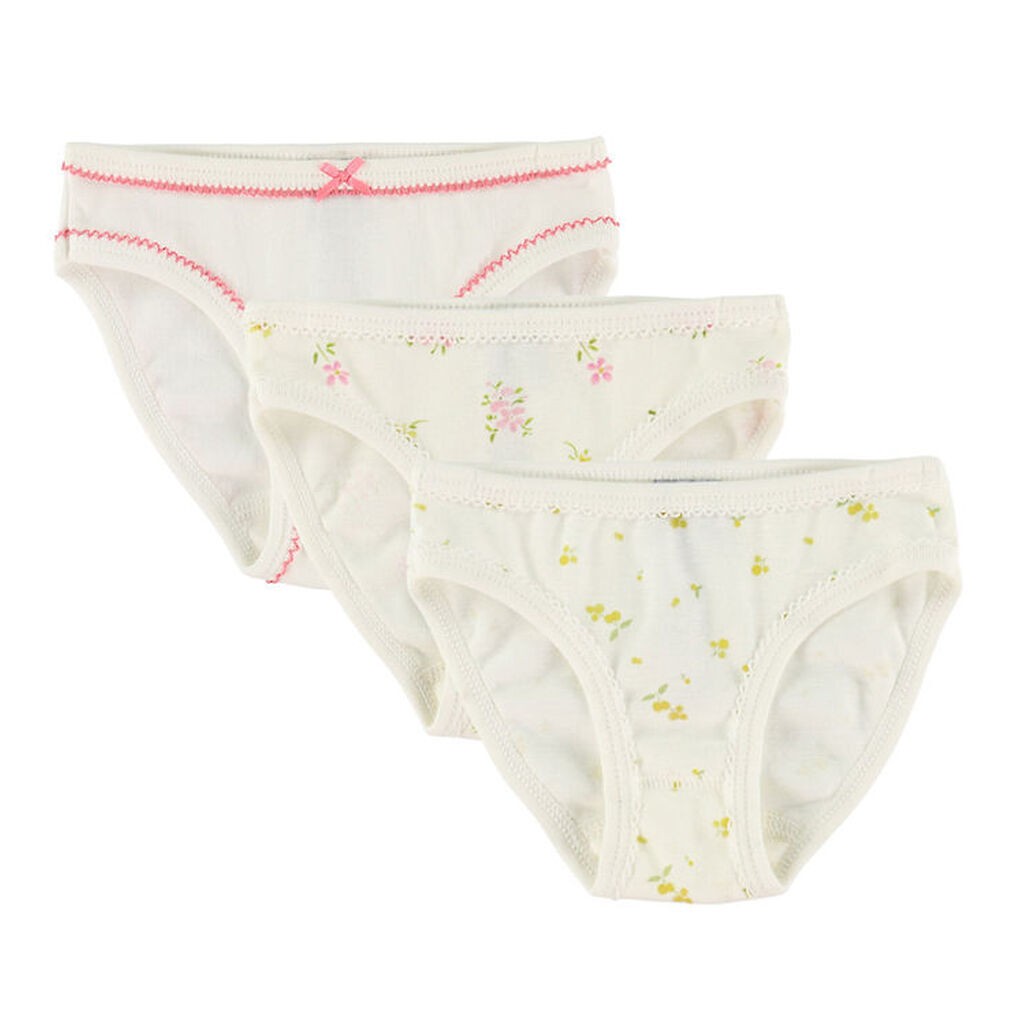 Petit Bateau Trusser - 3-pak - Hvid m. Blomster