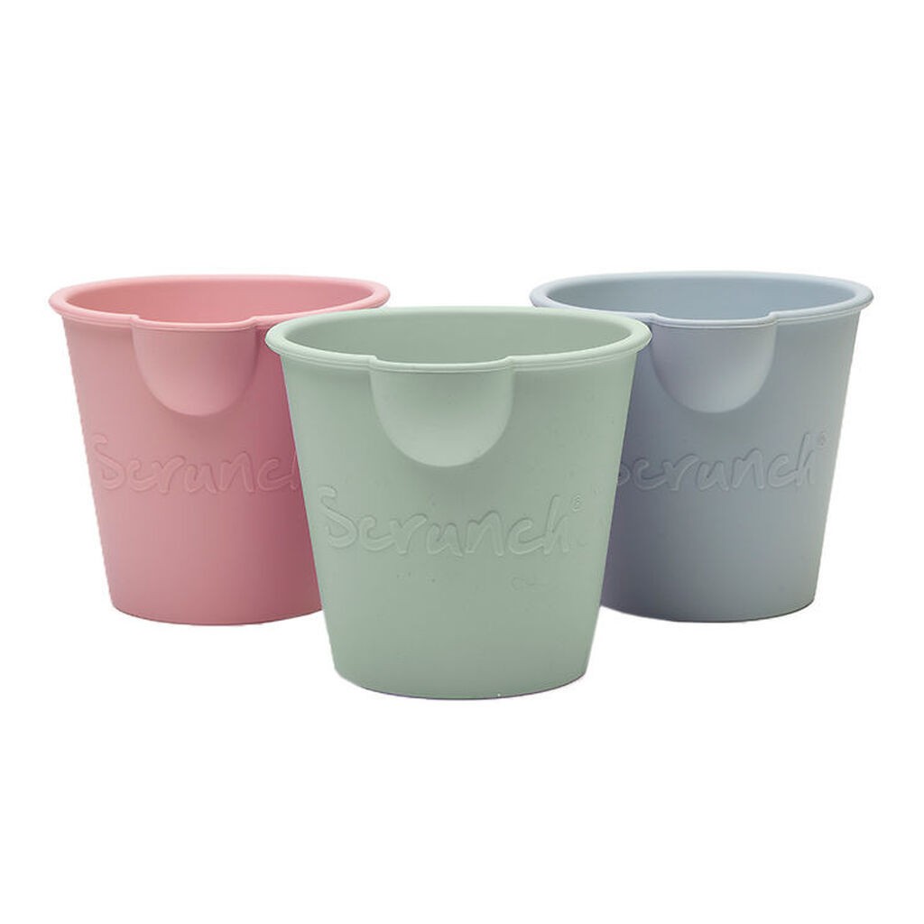 Scrunch Bath Buckets - 3-pak - Sage Green/Dusty Rose/Duck Egg Bl