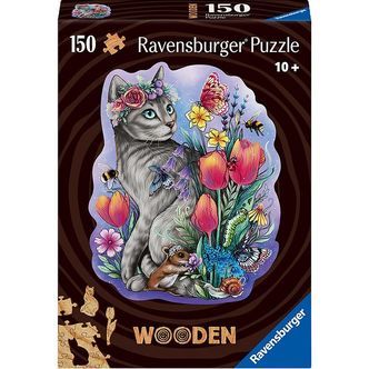 Ravensburger Puslespil - Træ - 150 Brikker - Lovely Cat