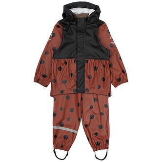 Mikk-Line Regntøj m. Seler - PU - Henna m. Mariehøne