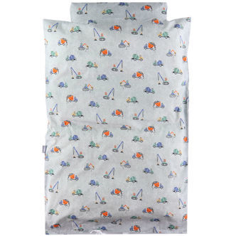 Nørgaard Madsens Sengetøj - Baby - Grå m. Maskiner