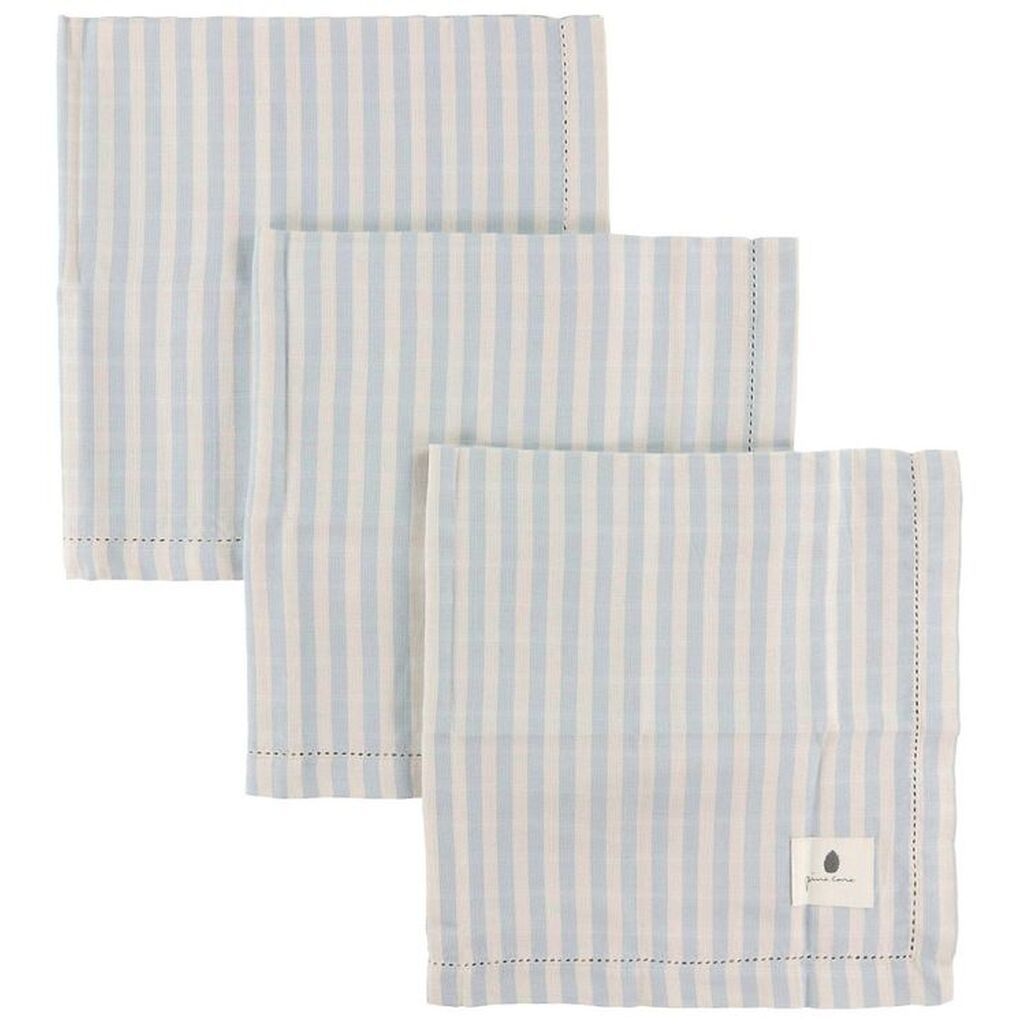 Pine Cone Stofble - 3-pak - 70x70 cm - Edith - Blue Blossom Stri