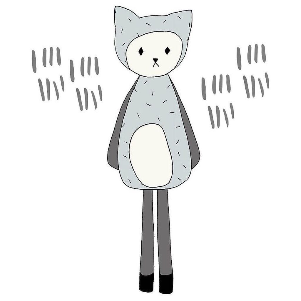 Fabelab Wallsticker - Dreamy Friend Cat - Grå m. Kat