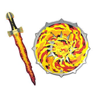 Liontouch Udklædning - Flamme-sæt - Sværd & Skjold