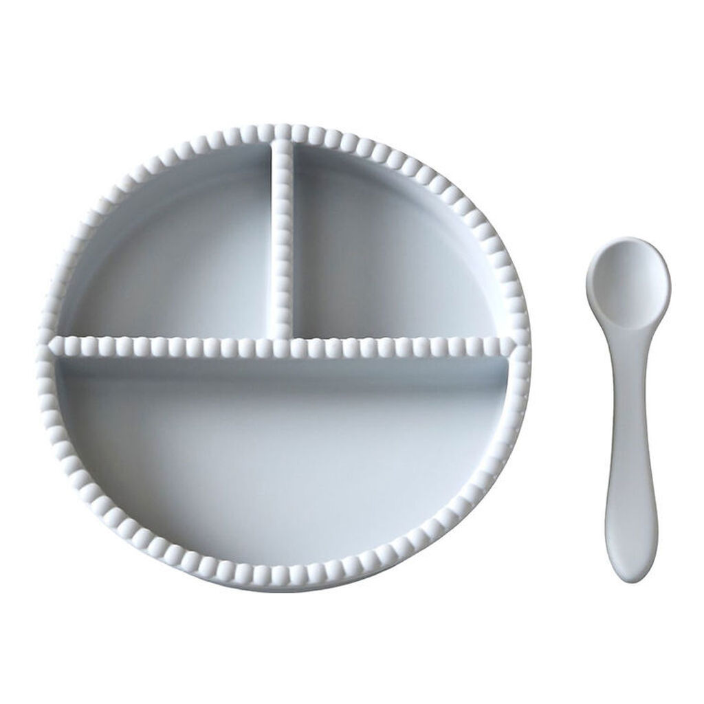 Jack o Juno Spisesæt - Silikone - 2 Dele - Bubble - Glacier Grey