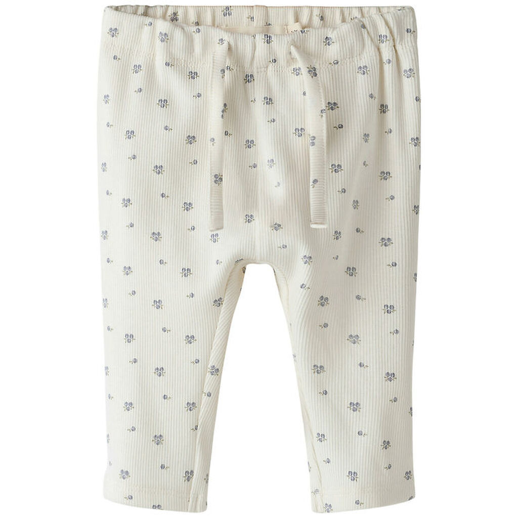 Lil' Atelier Bukser - Rib - NbnLago - Coconut Milk/BlueBerry