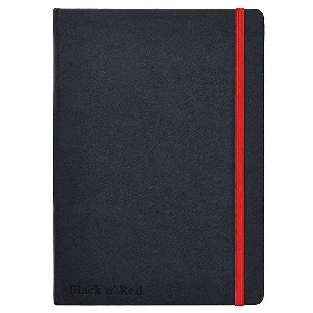 Oxford Notesbog - Hard Cover - Linieret - A5 - Sort/Rød