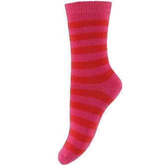 Melton Strømper - Rød/Pink Stribet