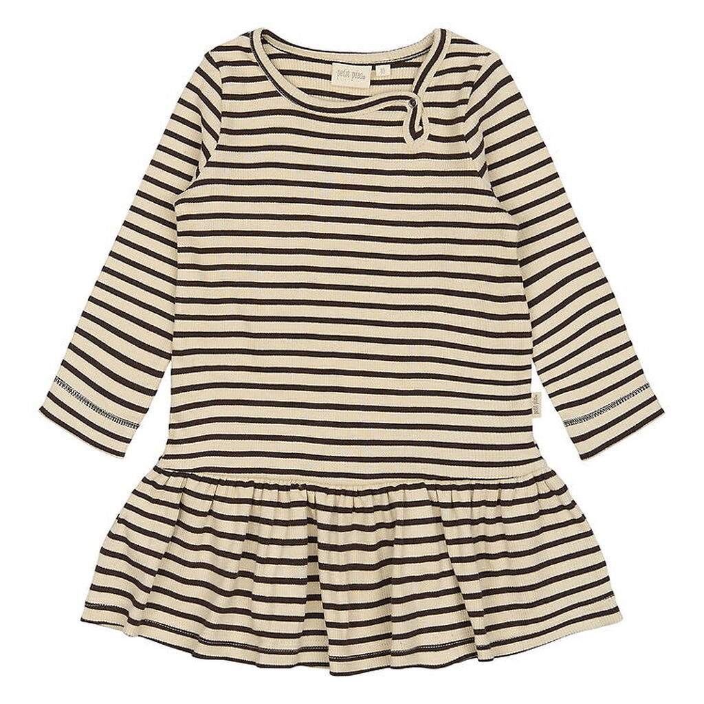 Petit Piao Kjole - Rib - Modal - Coffee Bean/Off White