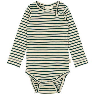 Petit Piao Body l/æ - Rib - Modal - Dark Sea/Off White