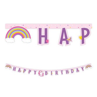 Decorata Party Happy Birthday Banner - Unicorn Rainbow Colors