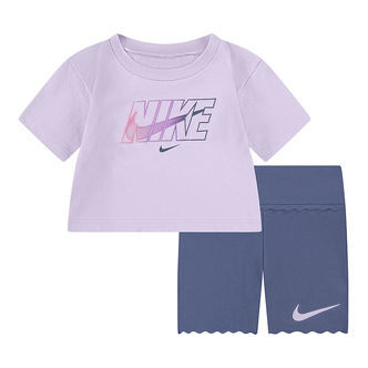 Nike Shortssæt - T-shirt/Cykelshorts - Diffused Blue